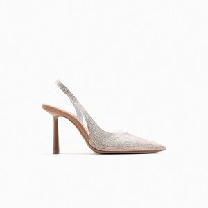 ZARA RHINESTONE SLINGBACK VINYL HEELS